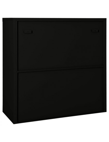 Armadio con Ante Scorrevoli Nero 90x40x90 cm in Acciaio