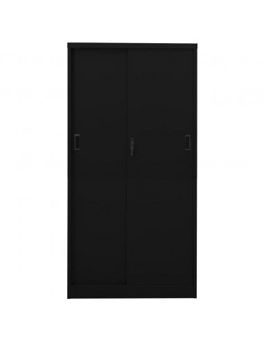 Armadio per Ufficio Anta Scorrevole Nero 90x40x180 cm Acciaio