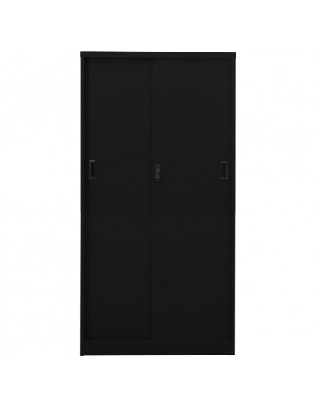Armadio per Ufficio Anta Scorrevole Nero 90x40x180 cm Acciaio