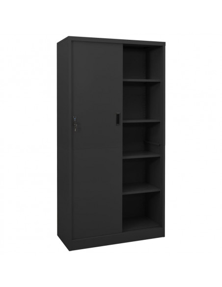 Armadio Ufficio Anta Scorrevole Antracite 90x40x180 cm Acciaio