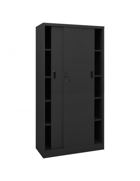 Armadio Ufficio Anta Scorrevole Antracite 90x40x180 cm Acciaio