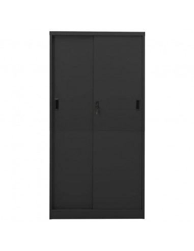 Armadio Ufficio Anta Scorrevole Antracite 90x40x180 cm Acciaio