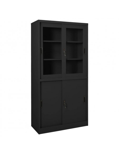 Armadio Ufficio Anta Scorrevole Antracite 90x40x180 cm Acciaio