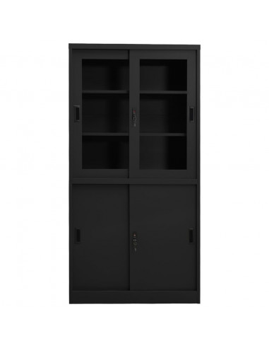 Armadio Ufficio Anta Scorrevole Antracite 90x40x180 cm Acciaio