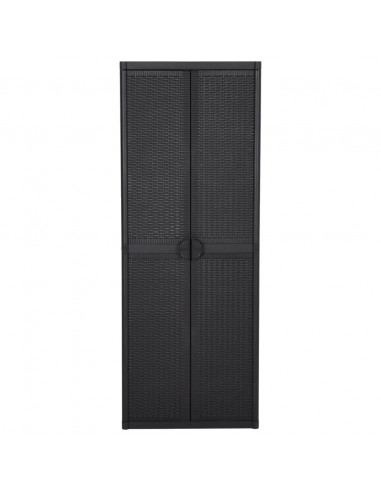 Armadio da Giardino Nero 65x45x172 cm in Rattan PP