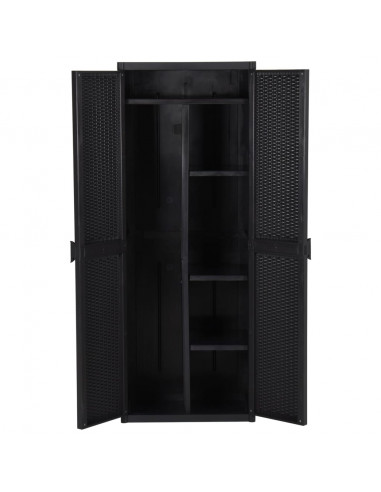 Armadio da Giardino Nero 65x45x172 cm in Rattan PP