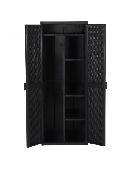 Armadio da Giardino Nero 65x45x172 cm in Rattan PP