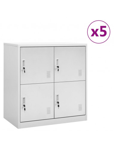 Armadietti con Chiave 5 pz Grigio Chiaro 90x45x92,5 cm Acciaio