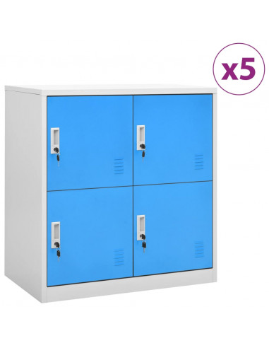 Armadietti e Chiavi 5pz Grigio Chiaro Blu 90x45x92,5cm Acciaio
