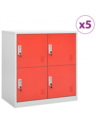Armadietti Chiavi 5pz Grigio Chiaro Rosso 90x45x92,5cm Acciaio