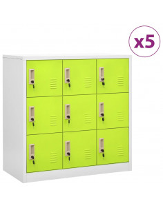 Armadietti Chiavi 5pz Grigio Chiaro Verde 90x45x92,5cm Acciaio 2