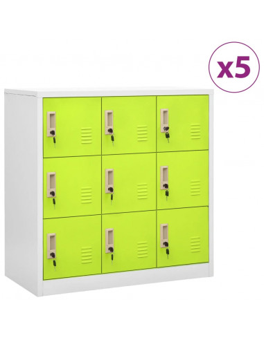 Armadietti Chiavi 5pz Grigio Chiaro Verde 90x45x92,5cm Acciaio
