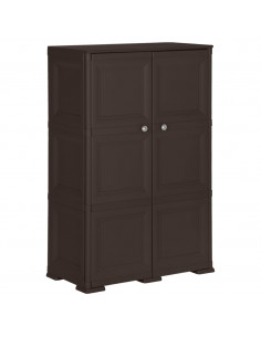 Armadietto in Plastica 79x43x125 cm Effetto Legno Marrone 2