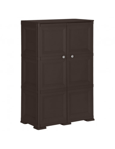 Armadietto in Plastica 79x43x125 cm Effetto Legno Marrone