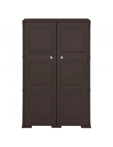 Armadietto in Plastica 79x43x125 cm Effetto Legno Marrone