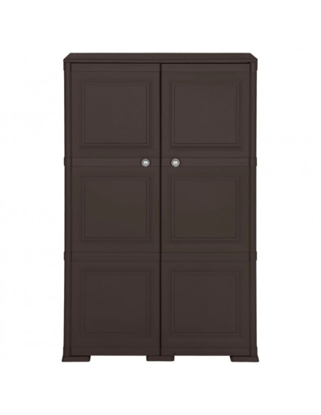 Armadietto in Plastica 79x43x125 cm Effetto Legno Marrone