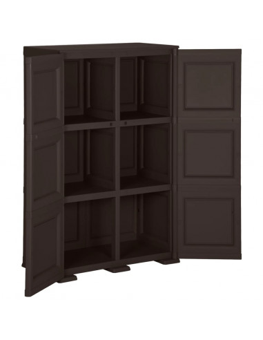 Armadietto in Plastica 79x43x125 cm Effetto Legno Marrone