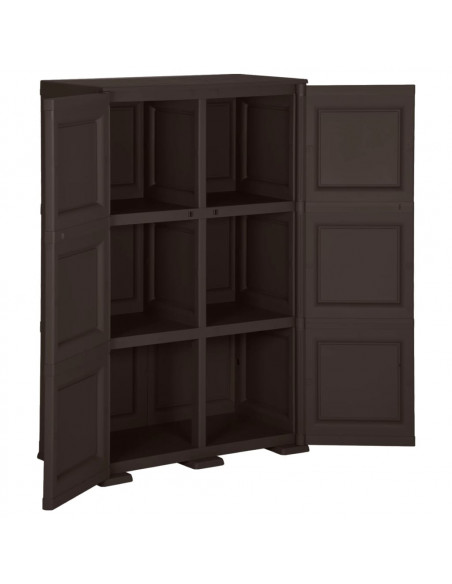 Armadietto in Plastica 79x43x125 cm Effetto Legno Marrone