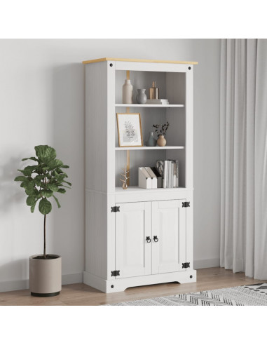 Credenza in Legno di Pino Messicano Corona Bianco 80x40x170 cm