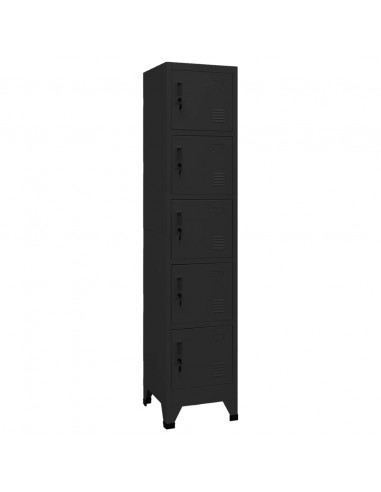 Armadietto con Serratura Nero 38x40x180 cm in Acciaio