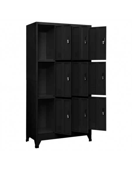 Armadietto con Serratura Nero 90x45x180 cm in Acciaio