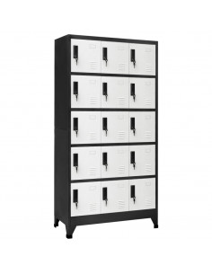 Armadietto con Serratura Antracite e Bianco 90x40x180cm Acciaio 2