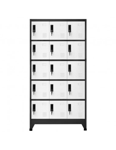 Armadietto con Serratura Antracite e Bianco 90x40x180cm Acciaio