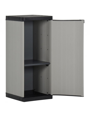 Armadietto da Giardino con 1 Ripiano Grigio e Nero 35x40x85 cm