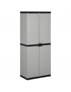 Armadietto da Giardino con 3 Ripiani Grigio e Nero 68x40x168 cm 2