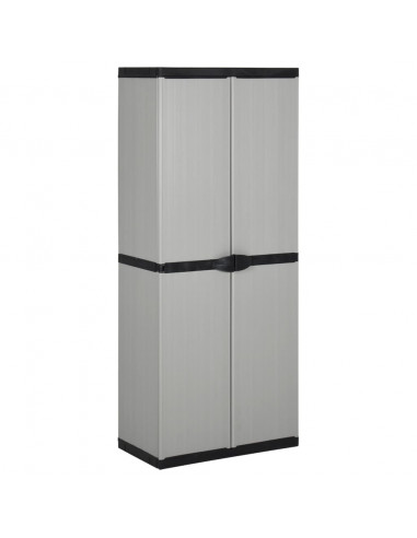 Armadietto da Giardino con 3 Ripiani Grigio e Nero 68x40x168 cm