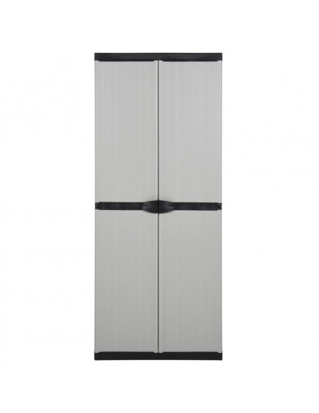 Armadietto da Giardino con 3 Ripiani Grigio e Nero 68x40x168 cm