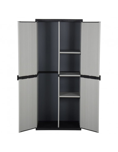 Armadietto da Giardino con 3 Ripiani Grigio e Nero 68x40x168 cm