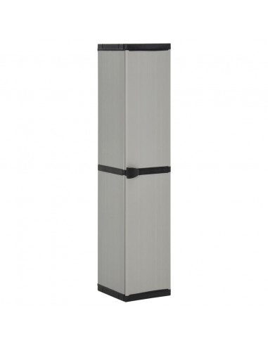 Armadietto da Giardino con 3 Ripiani Grigio e Nero 34x40x168 cm