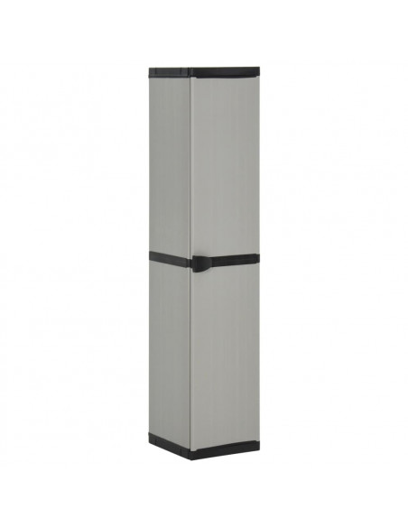Armadietto da Giardino con 3 Ripiani Grigio e Nero 34x40x168 cm