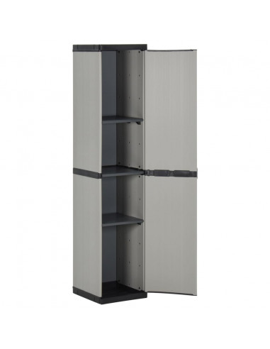 Armadietto da Giardino con 3 Ripiani Grigio e Nero 34x40x168 cm