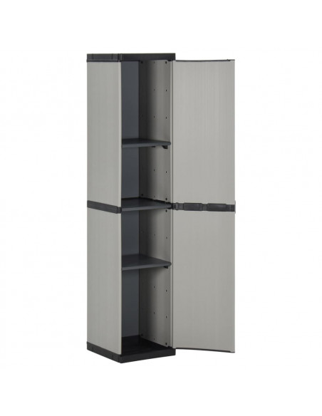 Armadietto da Giardino con 3 Ripiani Grigio e Nero 34x40x168 cm