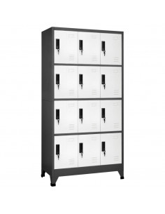 Armadietto con Serratura Antracite e Bianco 90x45x180cm Acciaio 2