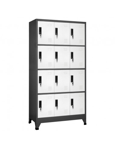 Armadietto con Serratura Antracite e Bianco 90x45x180cm Acciaio