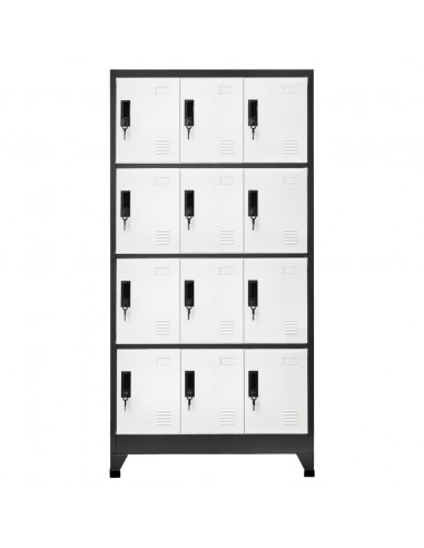 Armadietto con Serratura Antracite e Bianco 90x45x180cm Acciaio