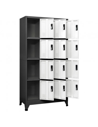 Armadietto con Serratura Antracite e Bianco 90x45x180cm Acciaio