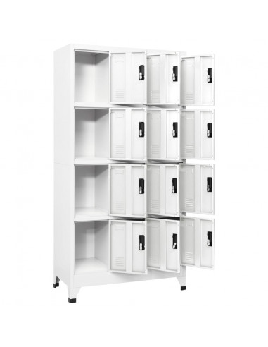 Armadietto con Serratura Bianco 90x45x180 cm in Acciaio