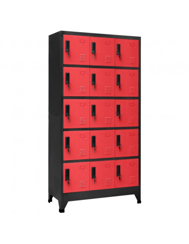 Armadietto con Serratura Antracite e Rosso 90x40x180cm Acciaio