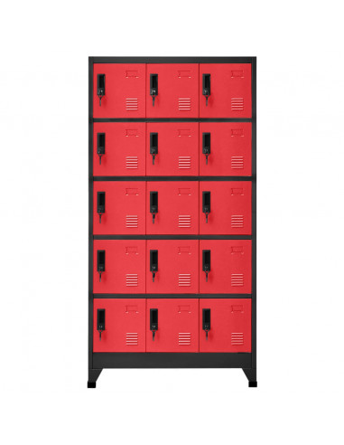 Armadietto con Serratura Antracite e Rosso 90x40x180cm Acciaio