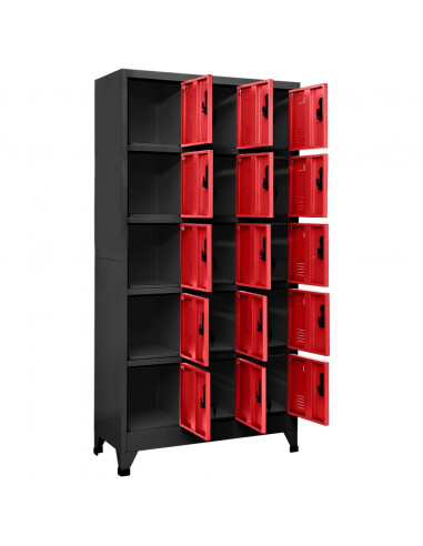 Armadietto con Serratura Antracite e Rosso 90x40x180cm Acciaio