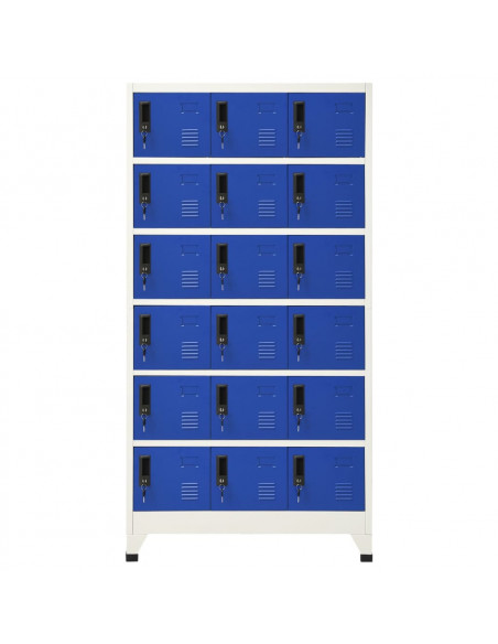 Armadietto con Serratura Grigio e Blu 90x40x180 cm Acciaio