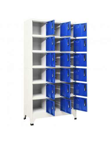 Armadietto con Serratura Grigio e Blu 90x40x180 cm Acciaio