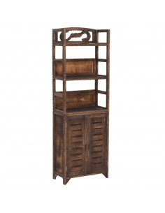 Vetrina Marrone Scuro 46x24x140 cm Legno Massello di Paulonia 2