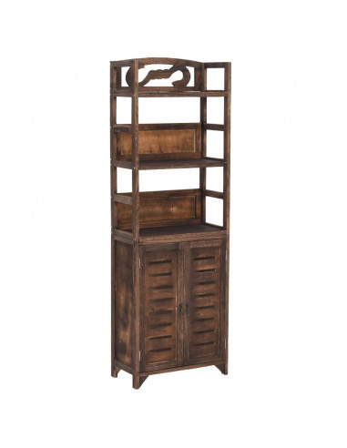 Vetrina Marrone Scuro 46x24x140 cm Legno Massello di Paulonia