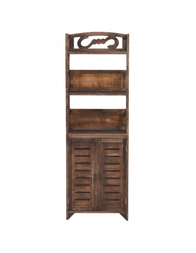 Vetrina Marrone Scuro 46x24x140 cm Legno Massello di Paulonia