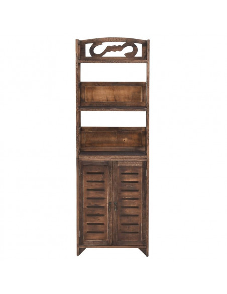 Vetrina Marrone Scuro 46x24x140 cm Legno Massello di Paulonia
